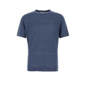 Brunello Cucinelli Men Blue Linen Blend Sweater